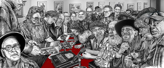 The revised version Armadillo Art Squad ink illustration portrait by Doug LaRue
