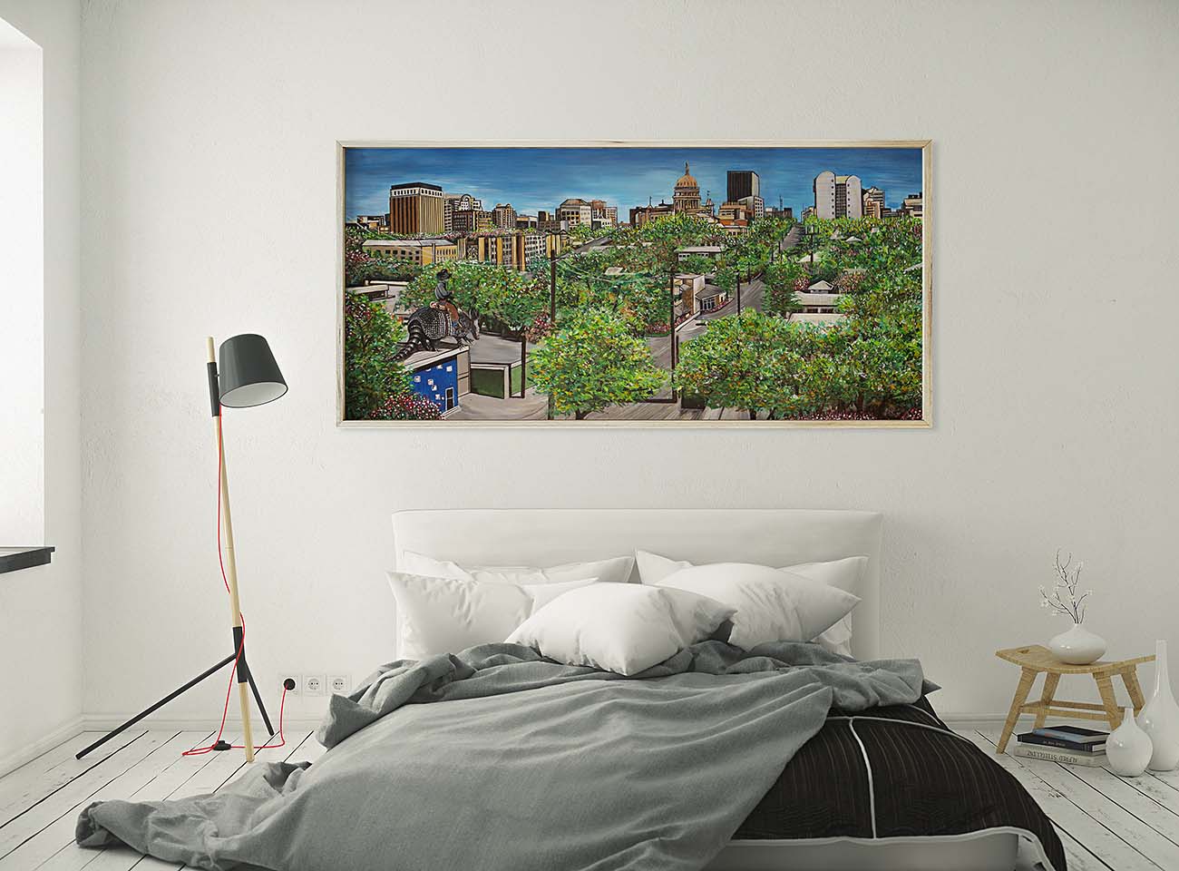 Austin Texas Castle Hill painting on a bedroom wall by Doug LaRue