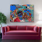Abstract 21 Boil art by Doug LaRue canvas print on a wall over a living room wall
