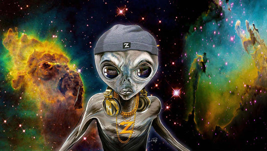 DJ Zedd the alien mix master mixed media by Doug LaRue