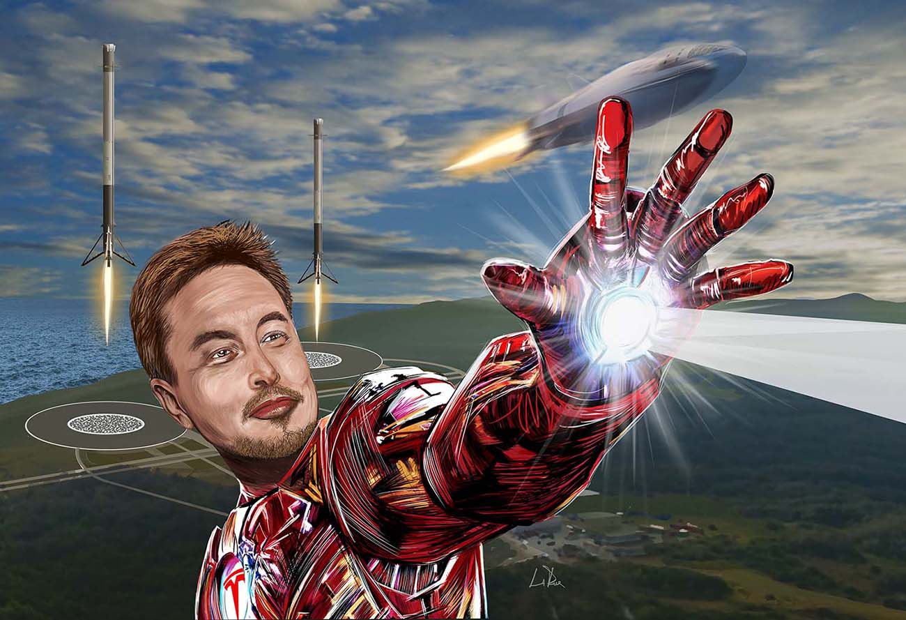 Iron Musk, conceptual portrait of Elon Musk by Doug LaRue