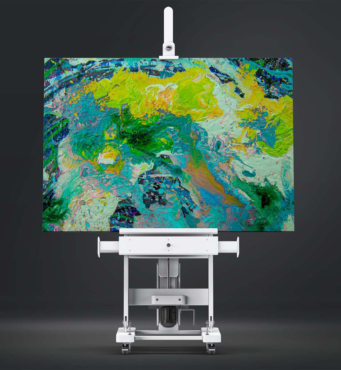Abstract 21 Jungle art by Doug LaRue on a large white easel