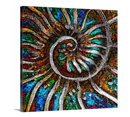Ammonite Core, a colorful abstract painting by Doug LaRue in a square format