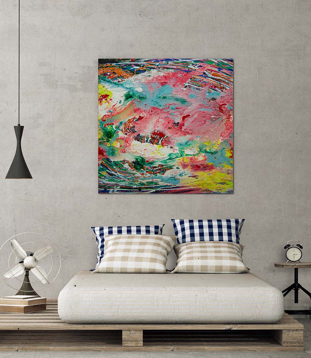 Abstract 21 Summerfeld Square artwork by Doug LaRue print on a bedroom wall