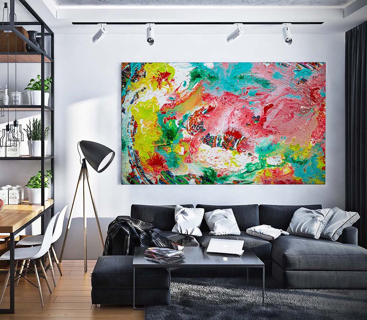 Abstract 21 Summerfeld artwork by Doug LaRue large print on a living room wall
