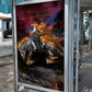 Texas Ghost Rider in a metal bus stop poster display 