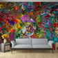 Vid19-72 Abstract Art by Doug LaRue as a wall mural in a living room. Contact the studio to get pricing on murals 