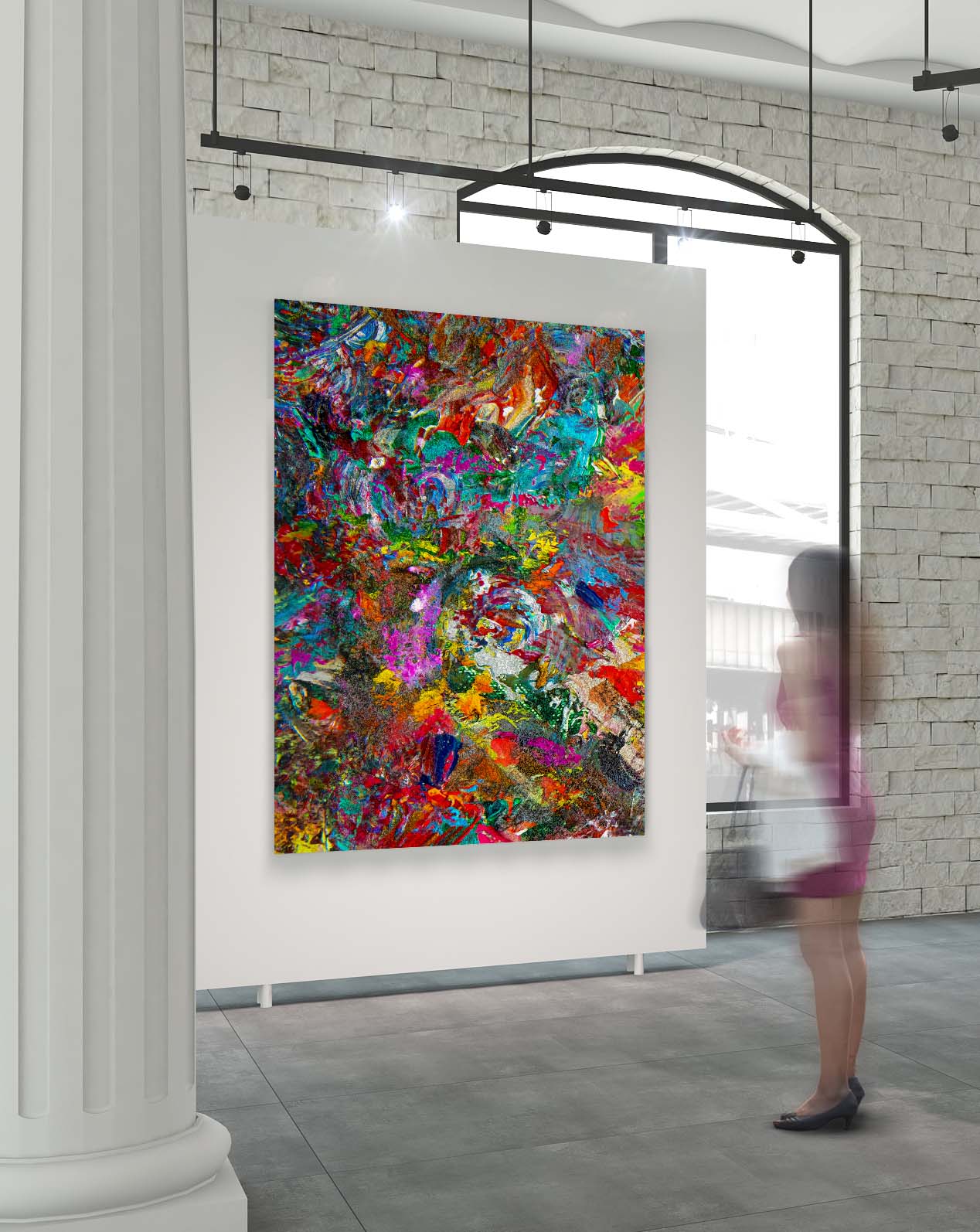  Vid19-72B Abstract Art  large print in a art gallery