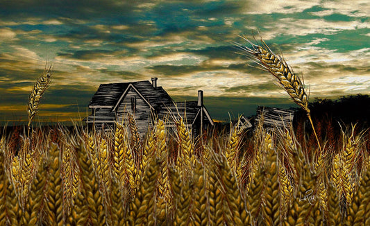 Wheat Field Farm House mixed media art by Doug LaRue