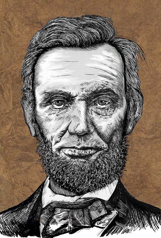 Ink portrait of President Abraham Lincoln by Doug LaRue