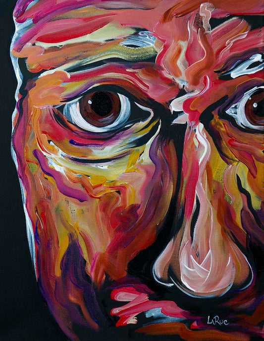 Lawrence, figurative abstract portrait painting by Doug LaRue