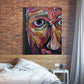 Lawrence is a figurative abstract portrait painting by Doug LaRue leaning on a brick wall in a loft