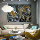 Silkworm Abstract painting by Doug LaRue in 2 panels over a couch in a living room
