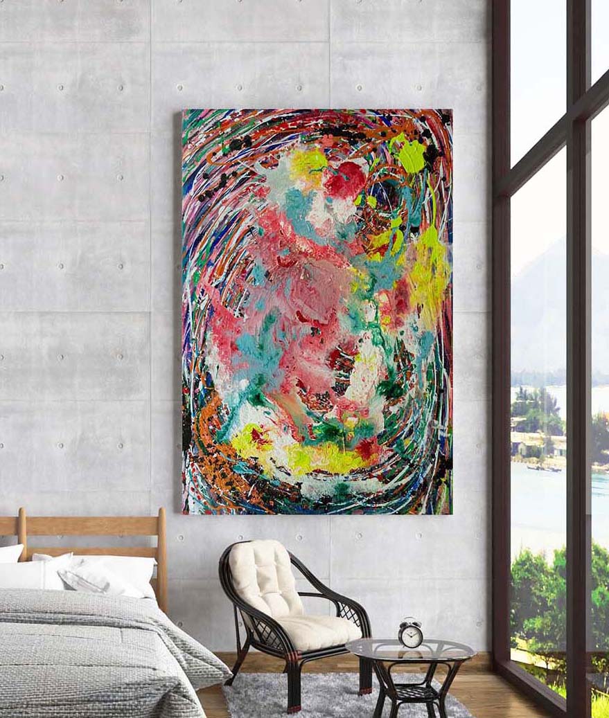 Abstract 21 art print on a bedroom wall