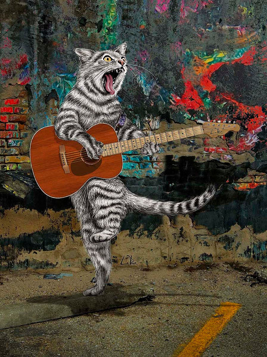 Busker the Cat Guitarist by Doug LaRue