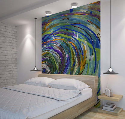 Chroma Vortex abstract by Doug LaRue bedroom headboard mural