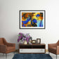 Cobalt mixed media art by Doug LaRue on an office wall