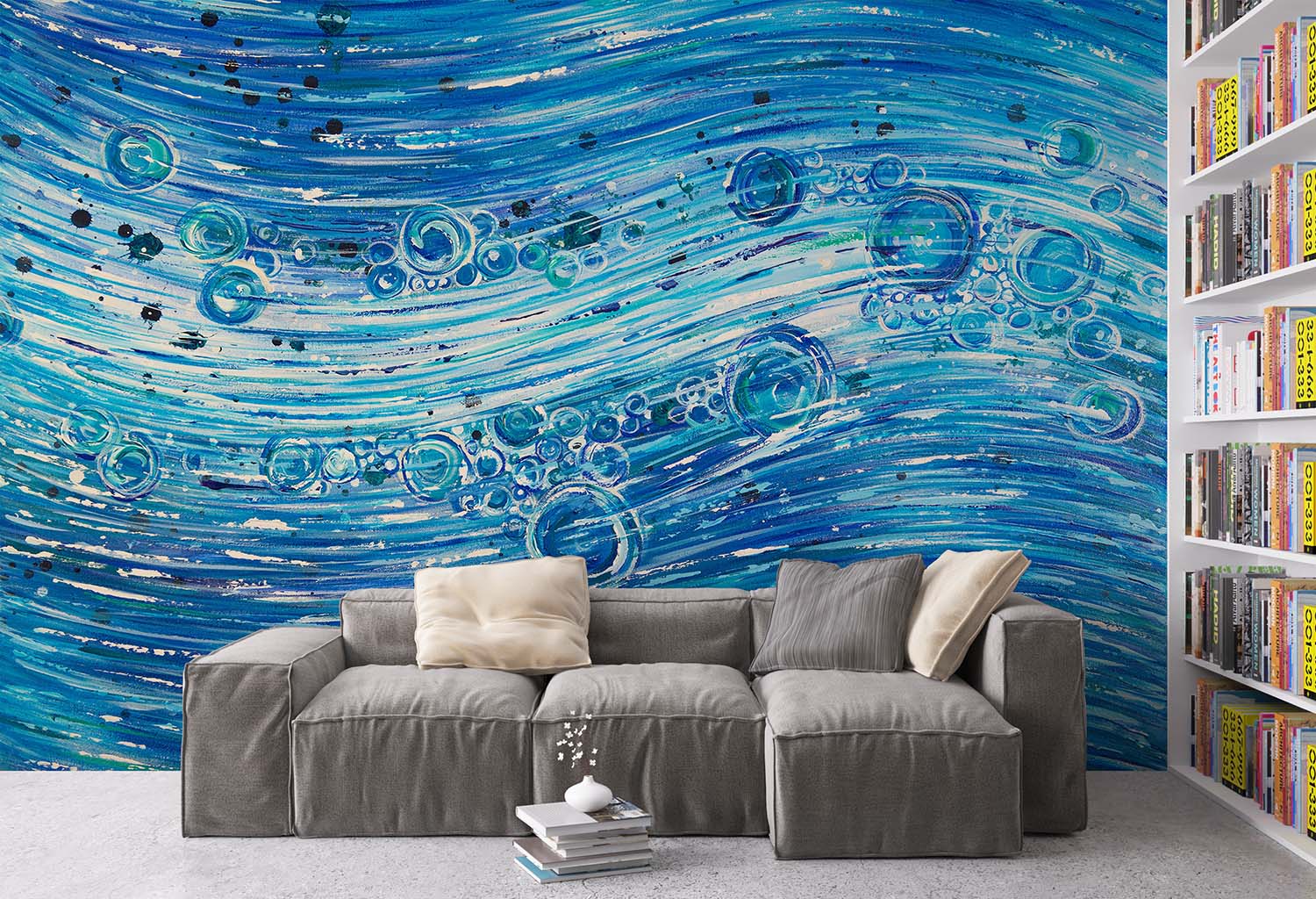 Mural of water flowing and bubbling called 1420 Flow by Doug LaRue