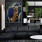 Large print of Blue Sax original oil painting on canvas by Doug LaRue on a wall in a living room