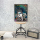 Galactic Whispers - self portrait of artist Doug LaRue print leaning against wall on a stool