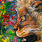 Fierce Lion mixed media art by Doug LaRue - Close Up