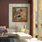 Fierce Lion mixed media art by Doug LaRue in a luxurious living room
