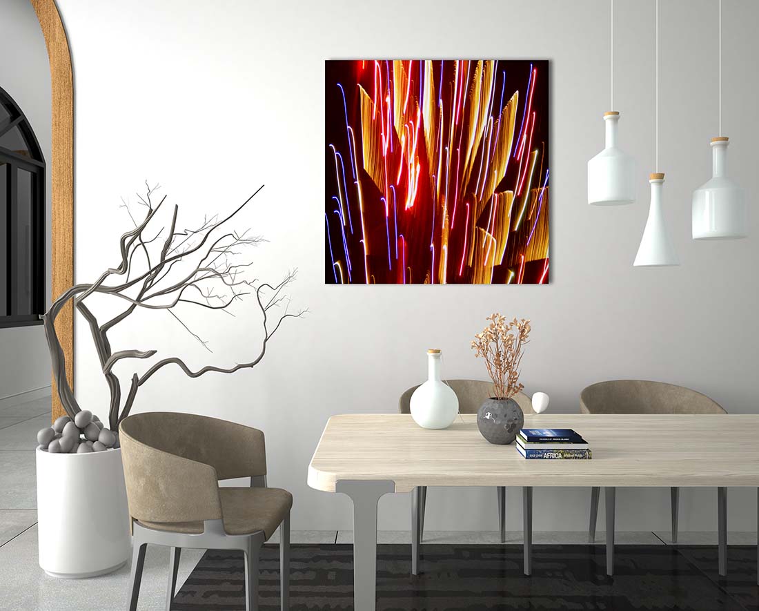 Abstract Fireworks photograph by Doug LaRue metal print  by a dining room table