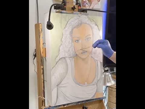 Annie Cabannie Portrait oil on canvas work in progress video
