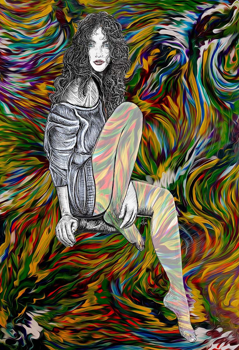 Tara's Sweater mixed media art by Doug LaRue