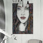 Tara mixed media portrait by Doug LaRue on a living room wall
