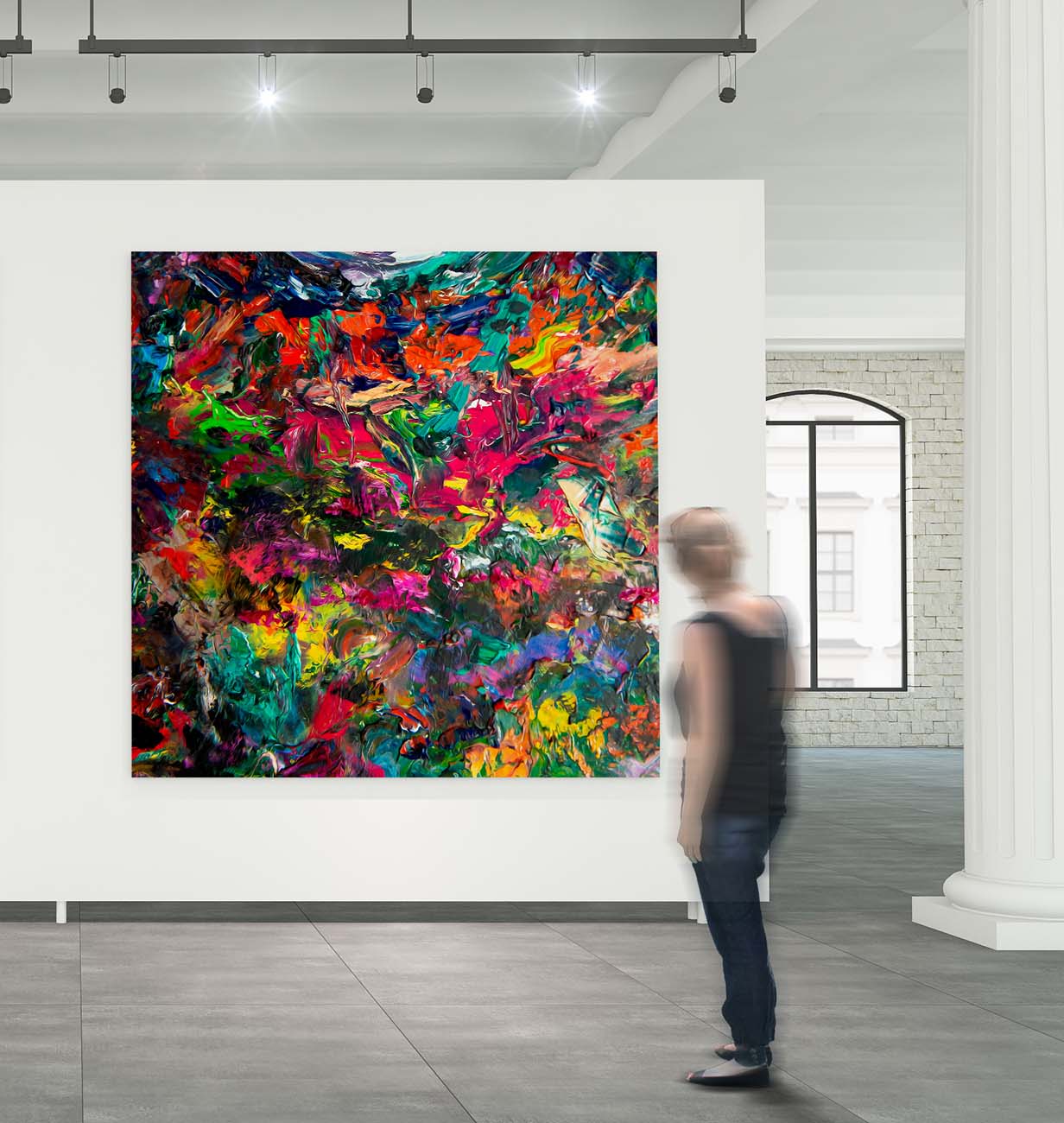 Vid19 Molten Rainbow abstract art by Doug LaRue in an art gallery