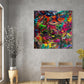 Vid19 Molten Rainbow abstract art by Doug LaRue on a dining room wall near a window