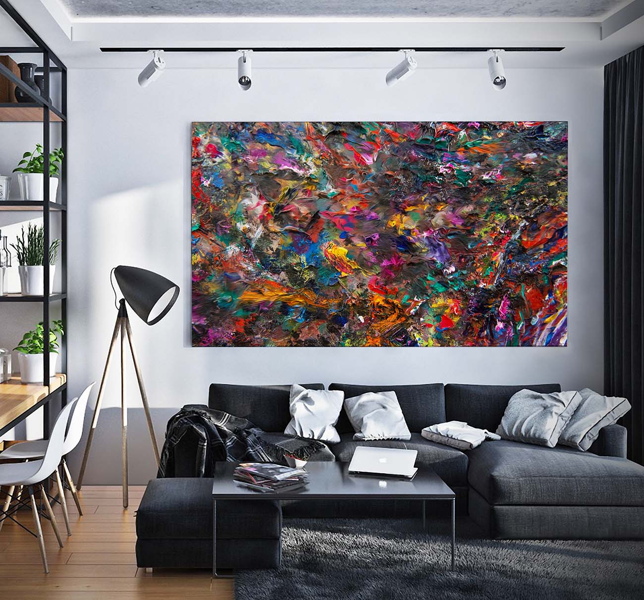 Vid19-57 Sirius Landscape abstract large wall art over a couch by Doug LaRue