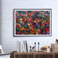 Vid19-57 Sirius Landscape abstract framed art on a white brick wall by Doug LaRue