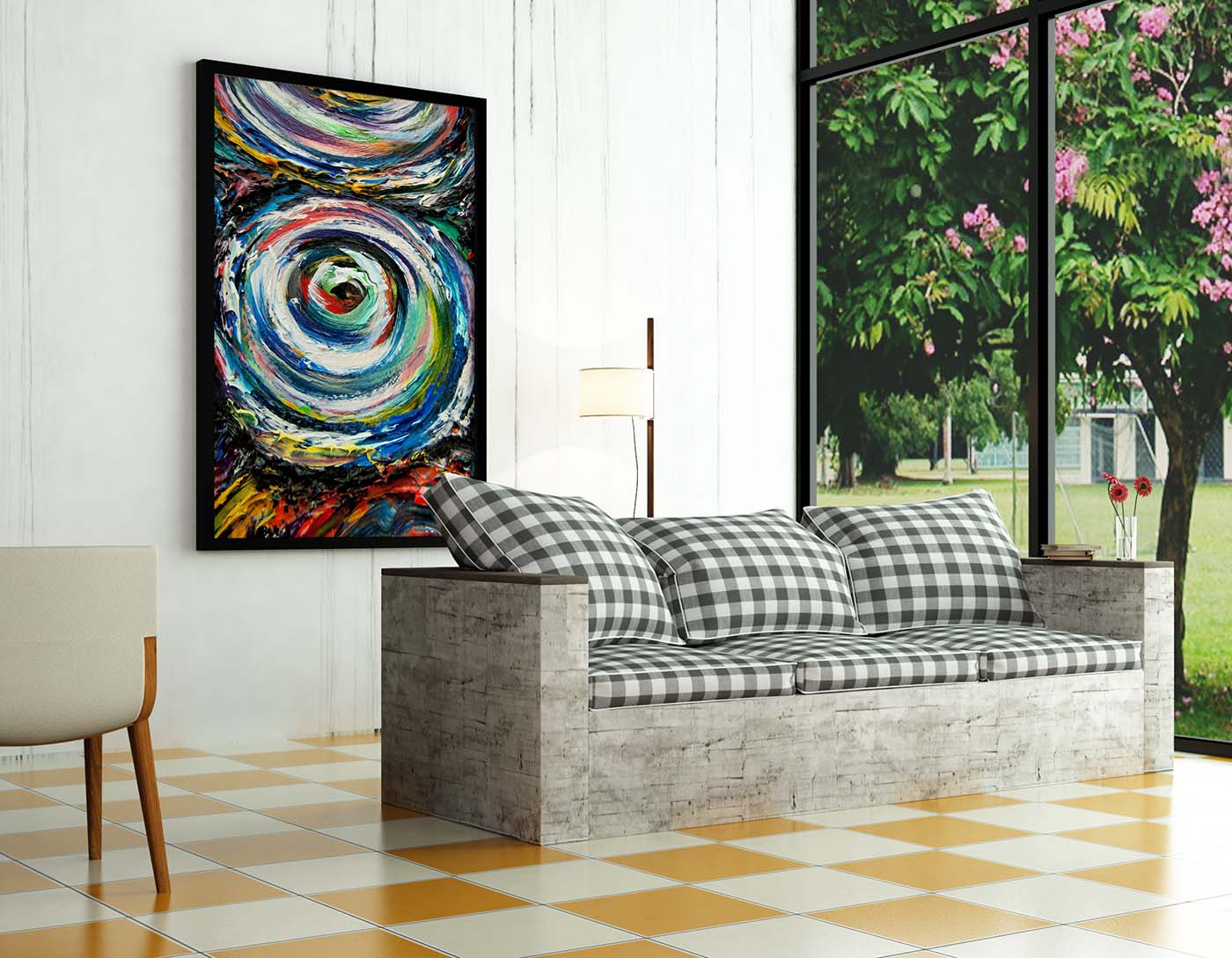 Vid-19 Ocular abstract art on a living room wall by Doug LaRue