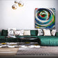Vid-19 Quadratic Vortex abstract art on a living room wall by Doug LaRue