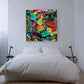 Watermelon Taffy Square 4 abstract art by Doug LaRue on a bedroom wall over a bed