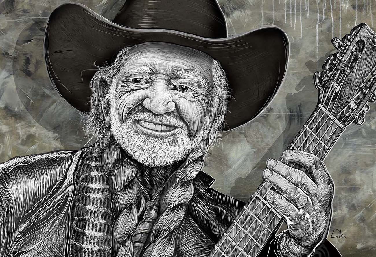 Willie Nelson and Trigger artwork by Doug LaRue